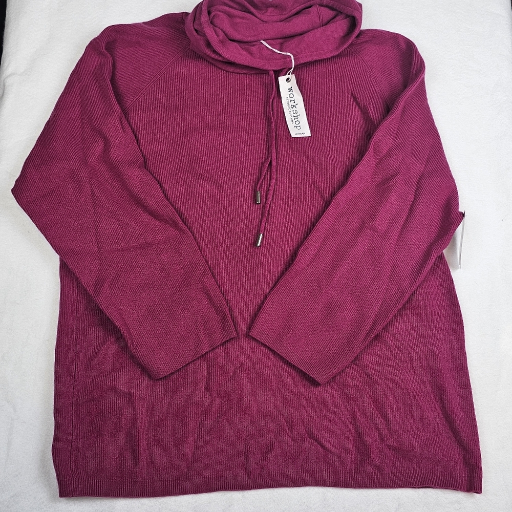 Workshop Republic NWT 2X Knit Cowl Turtle Neck Sweater Top Pink/Magenta Soft - Picture 2 of 7